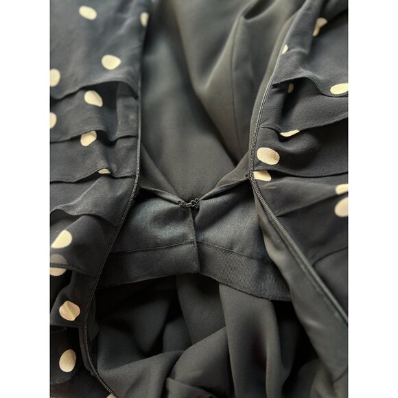 Vintage 90s hetta B Maxi Dress Sz 12 100% Silk Polka Dot Black White Sleeveless - Picture 12 of 13